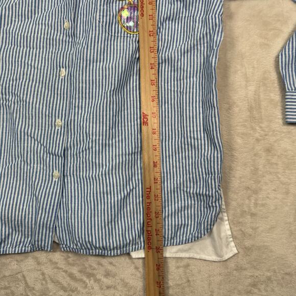 VILAGALLO Striped Button Shirt Women’s Size 40 US Large Blue White Donuts Sequin - Picture 7 of 7